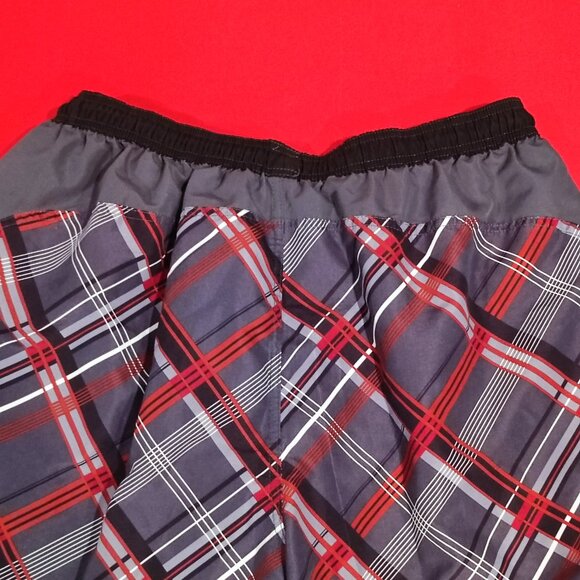Roots swim trunk maroon grey black plaid men's size L - Picture 5 of 8